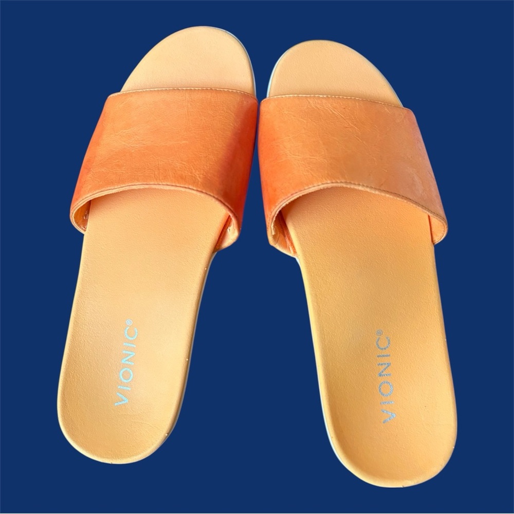 Vionic Orange Leather Slide Sandals - Picture 14 of 14